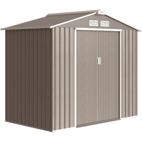 Abri de Jardin 2,77 m² - Remise pour Outils avec Fondation - cabanon Porte verrouillable - tôle d'acier marron clair