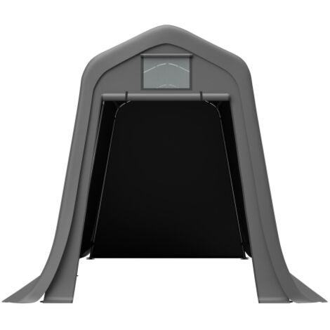 Abri de jardin 366 x 213 x 225 cm avec toit en pente – Toile PE imperméable avec fenêtre d'aération, résistante aux UV et au vent, piquets en L inclus pour motos et outils de jardinage