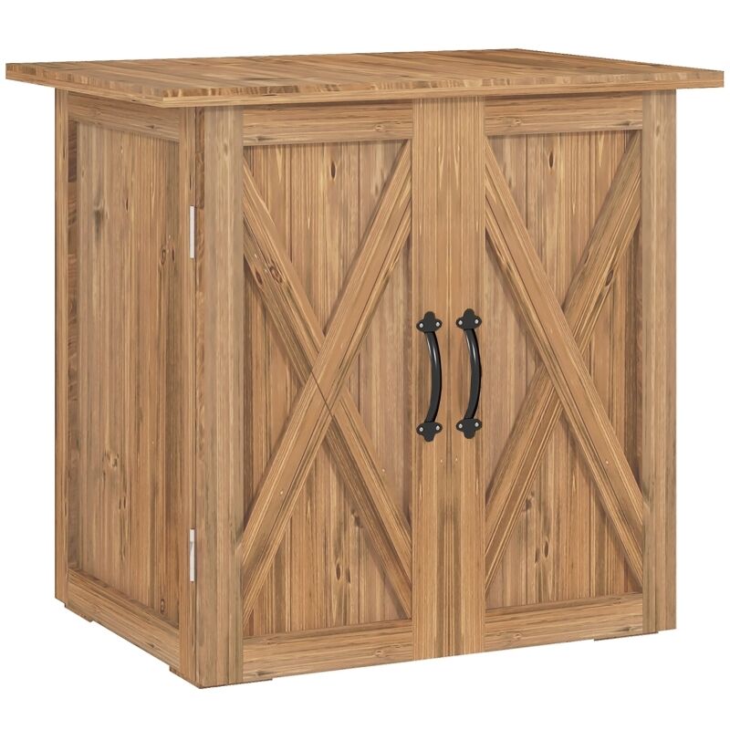 Abri de Jardin 77×55×72 cm – Double Porte, Fermeture Magnétique, Imperméable – Bois Naturel, Marron