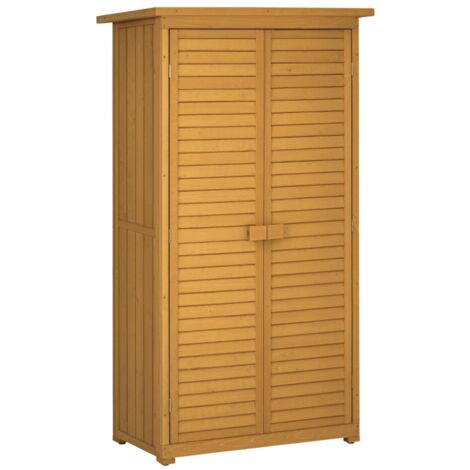 Abri de Jardin 87×47×160 cm – Portes à Persiennes, 3 Étagères, Imperméable – Sapin, Marron