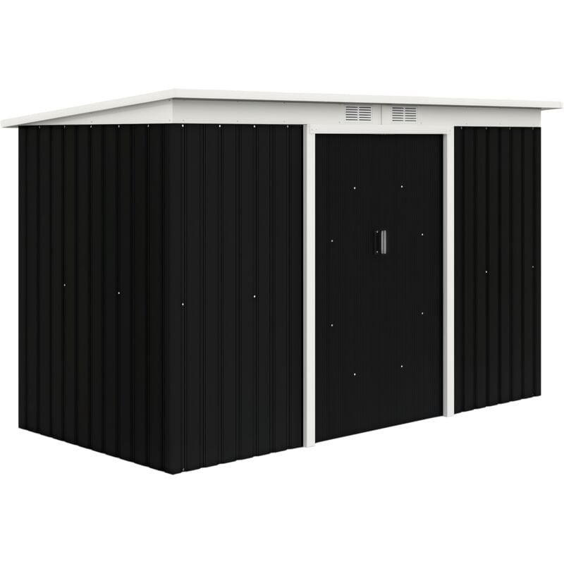 Abri de jardin - remise pour outils - cabanon portes verrouillables - dim. 2,8L x 1,3l x 1,72H m - tôle d'acier gris noir
