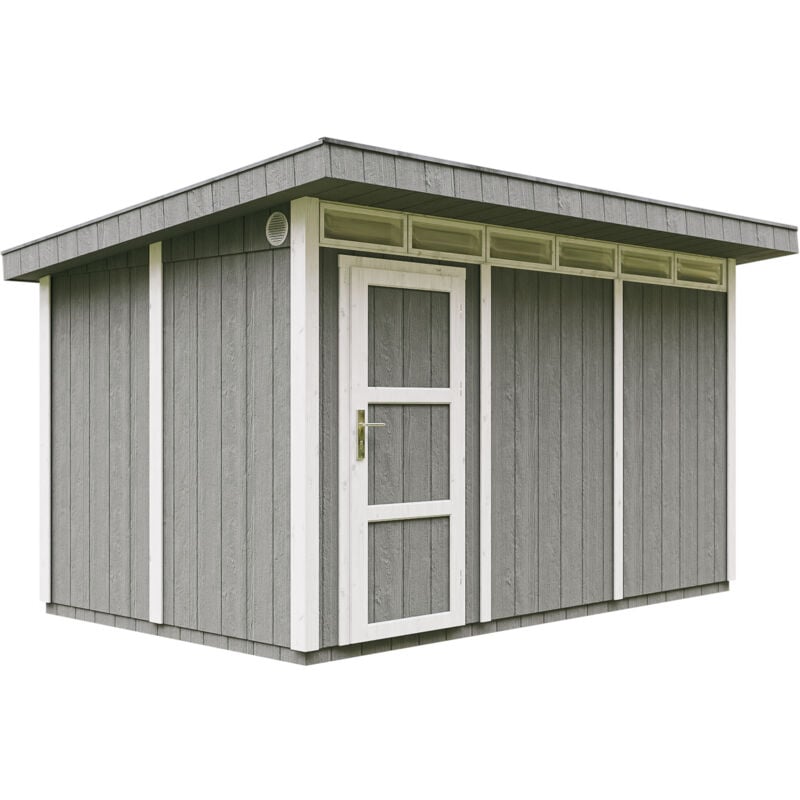 Timbela - Abri de Jardin Qualité Premium 9m² - L412xL279cm - Kit tout compris avec sol, tuiles bitumineuses, set de peinture-LP Smartside M904 cavern