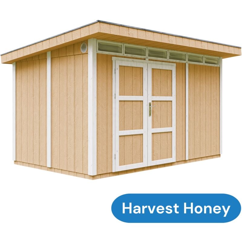 Abri de jardin à base de bois en panneaux lp SmartSide 9 m² - extérieures L412xL279xH237 cm Timbela M904A- Couleur de peinture harvest honey