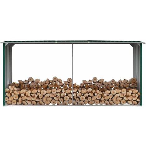 Abri de jardin Abri de stockage de bois Acier galvanisé 330x92x153 cm Vert 13795