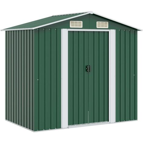 Abri de jardin Abri de stockage Métal Vert 204 x 132 x 186 cm 13809