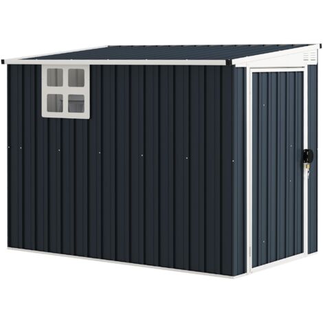 Abri de jardin, abri pour outils de jardin, fenêtres, aérations, verrouillable, acier, gris foncé
