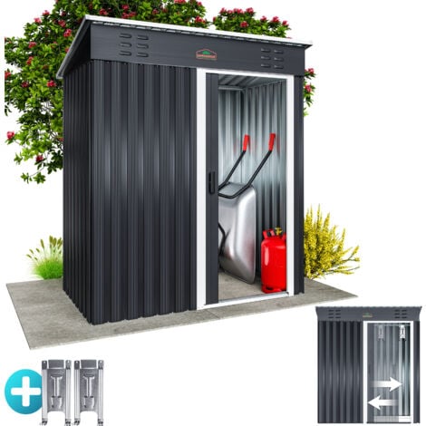 GARDEBRUK Abri de jardin acier zingué 164x84x182cm porte coulissante cabane outils cadenas