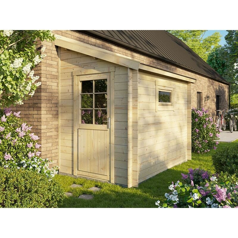 Direct Abris - Abri de Jardin Bois Adossable 4,7m2 - 180 x 275 cm - Epaisseur Murs : 28mm - adoss 5 - Cabanon de Jardin - Serrure a Cylindre