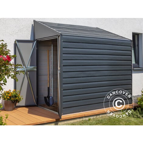 Abri de jardin adossé Arrow 1,24x2,03x2,08m, 2,38m², Anthracite
