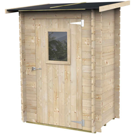 Abri de Jardin Adossé Bh19 Hobby Monofalda 146x98 en Bois d’épicéa naturel 19 mm avec porte simple et fenêtre, toit et plancher OSB3, montage facile, traitement autoclave, certification PEFC