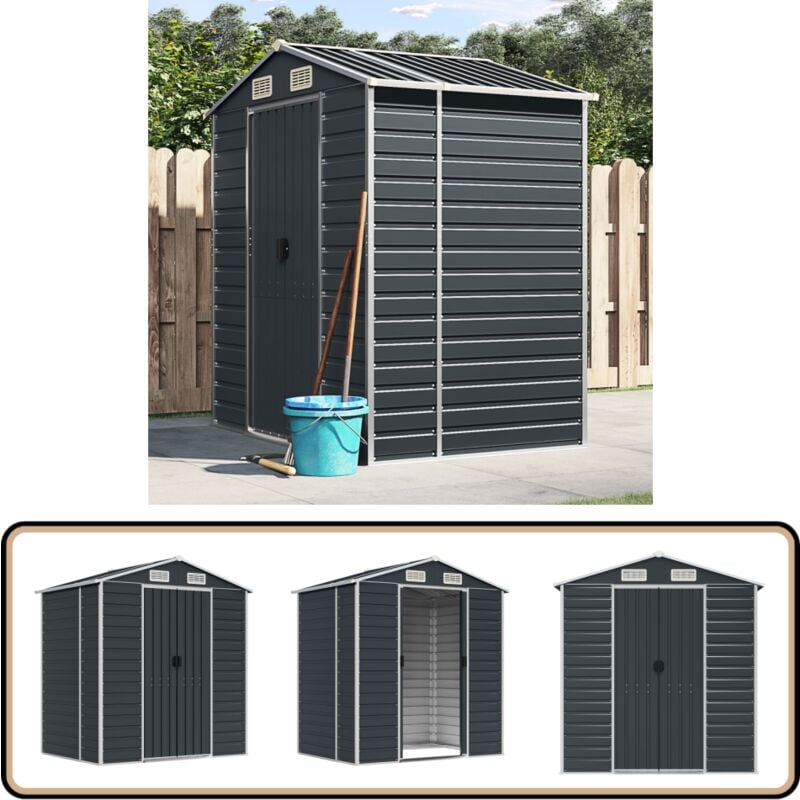 Abri de jardin anthracite 191x130x198 cm acier galvanisé - Abri De Jardin - Abri Métallique - Rangement Extérieur - Stockage Jardin - Outillage