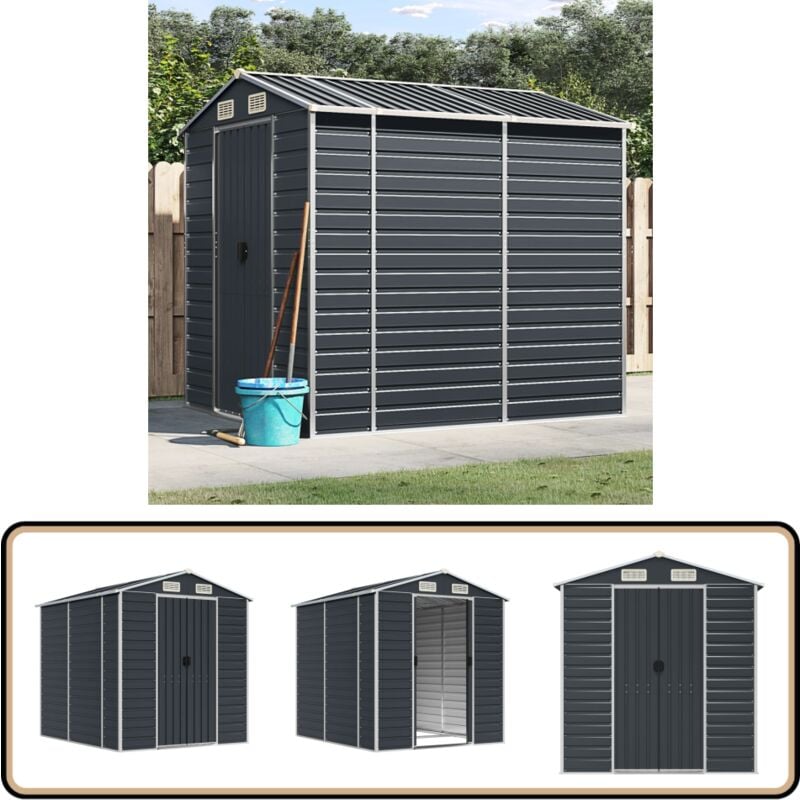 Abri de jardin anthracite 191x215x198 cm acier galvanisé - Abri De Jardin - Abri Métallique - Rangement Extérieur - Cabane Extérieure - Outillage