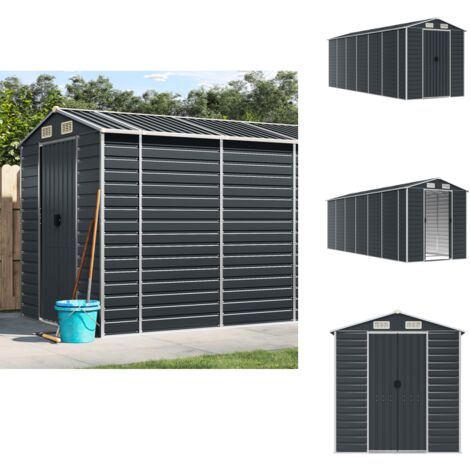 Abri de jardin anthracite 191x555x198 cm acier galvanisé - Abri De Jardin - Abri Métallique - Rangement Extérieur - Stockage Jardin - Outillage