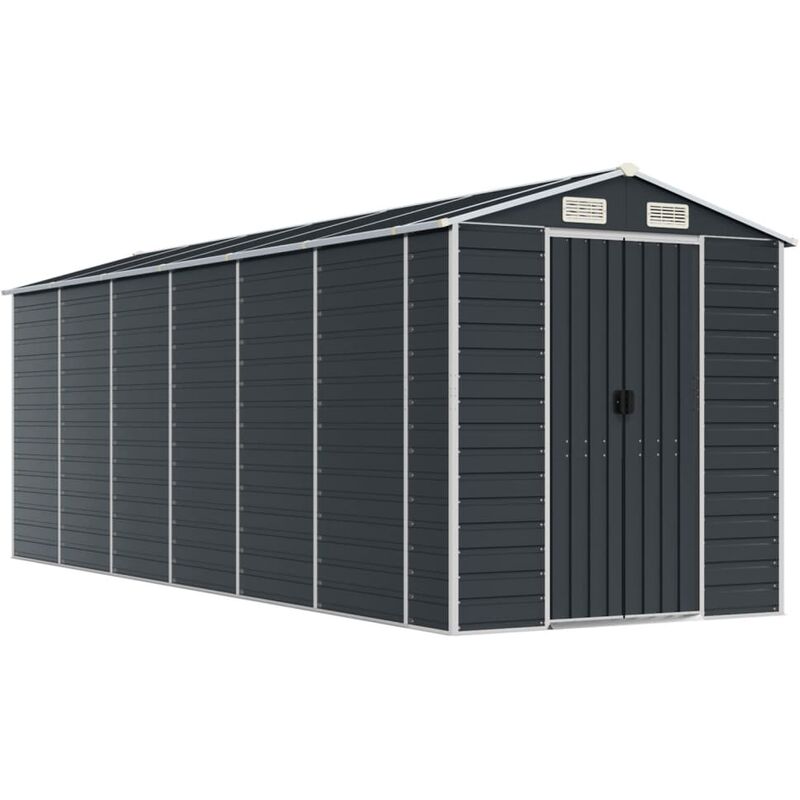 Abri de jardin anthracite 191x555x198 cm acier galvanisé Vidaxl