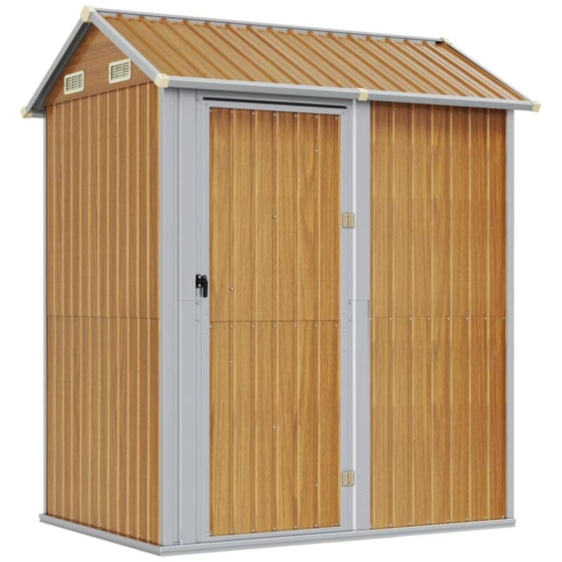 Abri de jardin marron clair 192x152,5x237 cm acier galvanisé