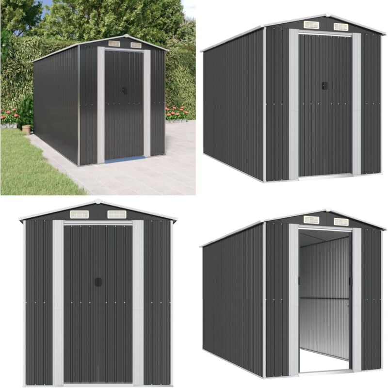Abri de jardin Anthracite 192x357x223 cm Acier galvanisé - Abri De Jardin - Abri De Jardin Anthracite - Rangement Extérieur - Rangement Jardin