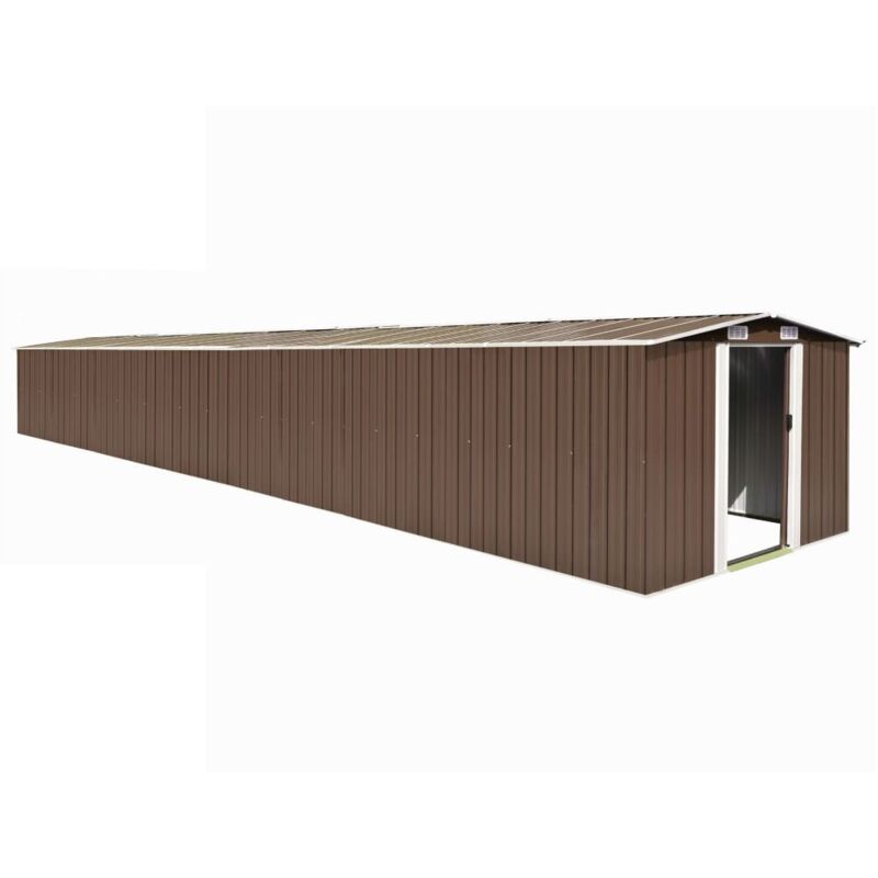 Vidaxl abri de jardin marron 257x990x181 cm acier galvanis&eacute; 47039
