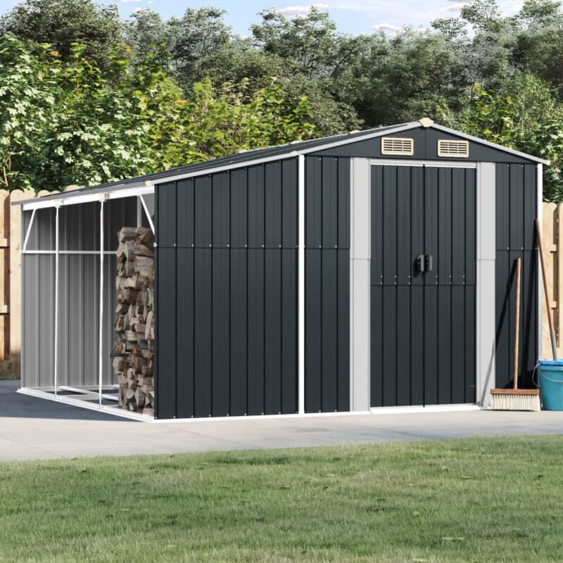 Vidaxl abri de jardin anthracite 277x279x179 cm acier galvanis&eacute;