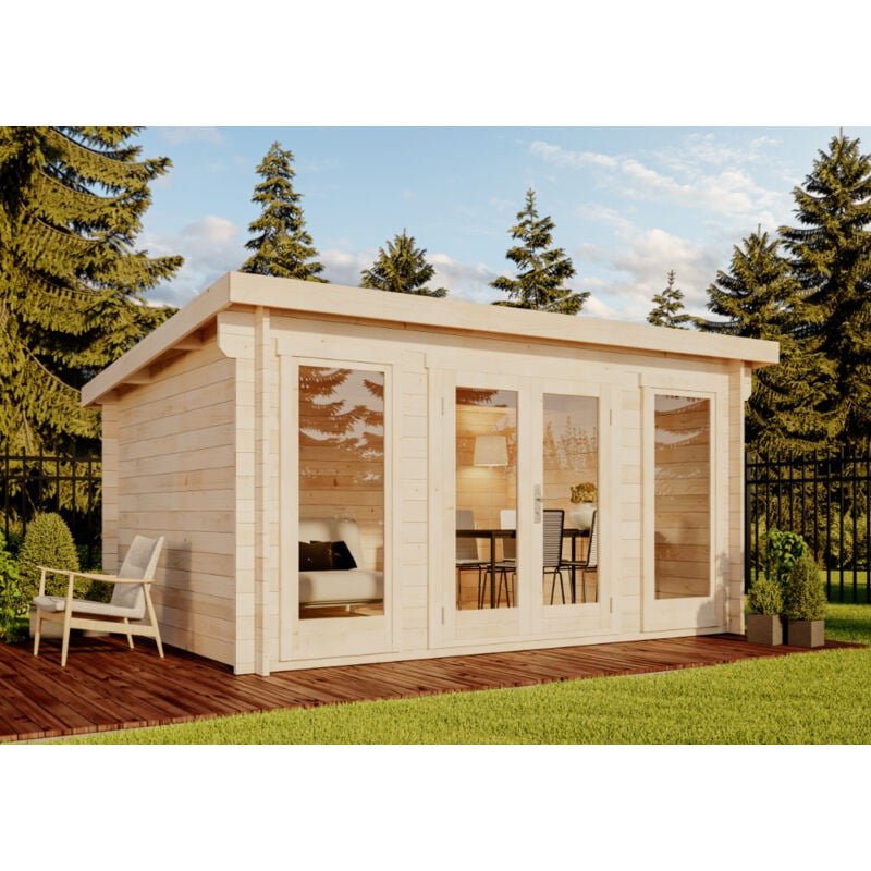Carlsson - Abri de jardin Atrium-F Naturel , 40 mm Épaisseur paroi 440 x 345 cm