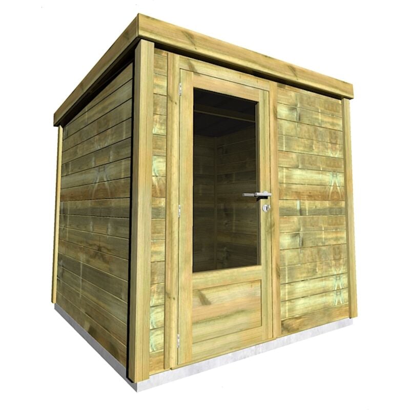 Abri Français - abri de jardin bois traité 27mm, Essentiel, 2,1x2,1m, 5m2