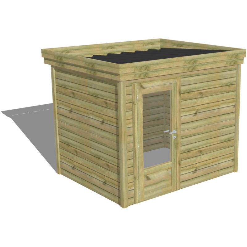 Abri Français - abri de jardin bois Pin autoclave 27mm - 2,64x2,14m / 5,7m2 - Bac acier