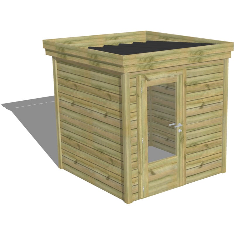 ABRI DE JARDIN bois Pin autoclave 27mm - 2,14x2,14m / 4,6m2 - Bac acier - Abri Français