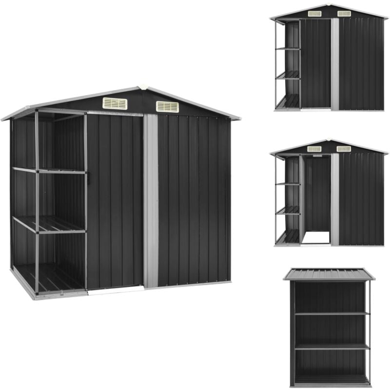 Abri de jardin avec étagère Anthracite 205x130x183 cm Fer - Abri De Jardin - Abri De Rangement - Stockage Exterieur - Outillage - Jardinage