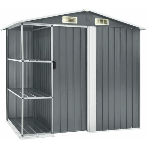 Abri de jardin avec étagère Gris 205x130x183 Fer