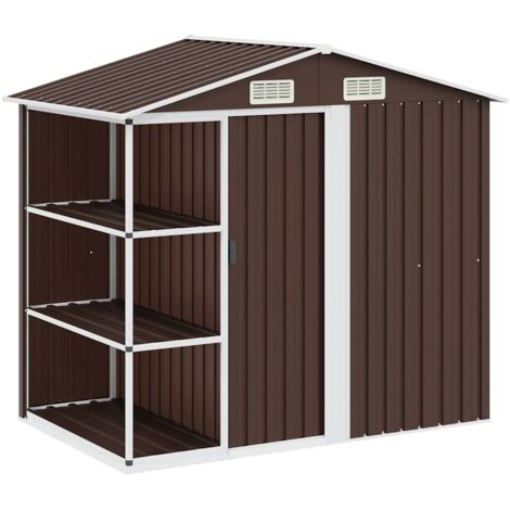 Abri de jardin avec étagère Marron 205x130x183 cm Fer CFW56072