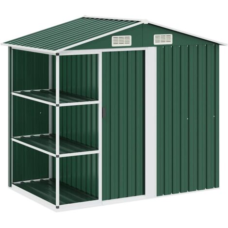 Abri de jardin avec étagère Vert 205x130x183 cm Fer vidaXL