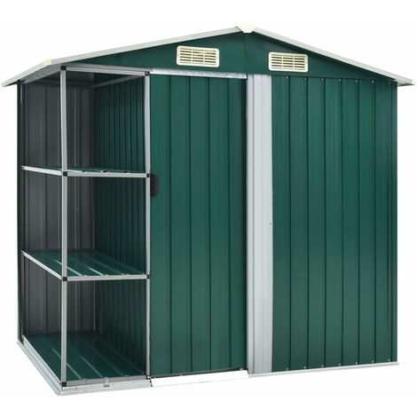 Abri de jardin avec étagère Vert 205x130x183 Fer
