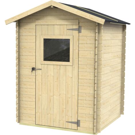 Abri de Jardin Bh16 Flavia 146x130 en Bois d’épicéa naturel 16 mm avec porte simple vitrée, toit et plancher OSB3, montage facile, traitement autoclave, certification PEFC