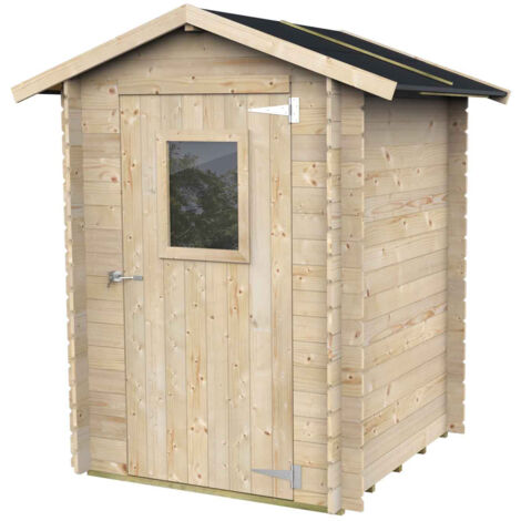 Abri de Jardin Bh19 Hobby 146x146 en Bois d’épicéa naturel 19 mm avec porte simple et fenêtre, toit et plancher OSB3, montage facile, traitement autoclave, certification PEFC