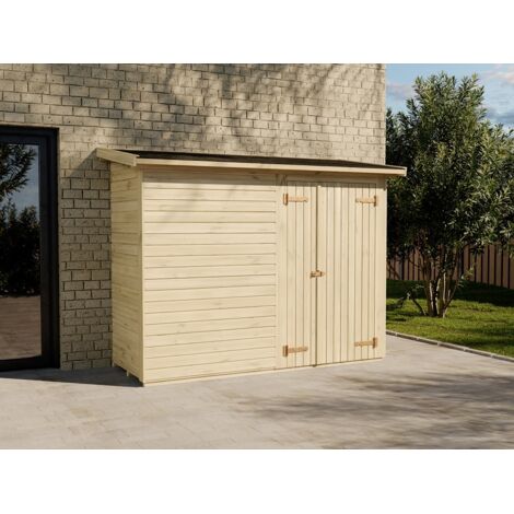 Abri de jardin bois 2,2 m² adossable – Structure panneaux 16mm – Toit voliges bois massif – Porte double avec serrure – Palmako