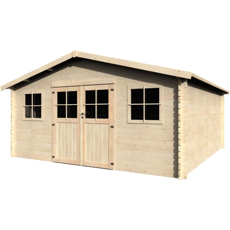 Décor Et Jardin - Abri de jardin bois avelin 478x478 cm - Surface utile : 20,43 m² - Épaisseur : 34 mm - Couleur : Naturel