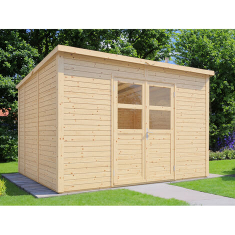 Abri de jardin bois Bertilo 19mm Baltrum 2 avec plancher 9,74m² naturel