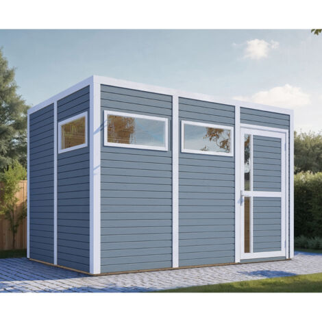 Abri de jardin bois Bertilo Cubus 3 19mm avec plancher 7,65m² gris