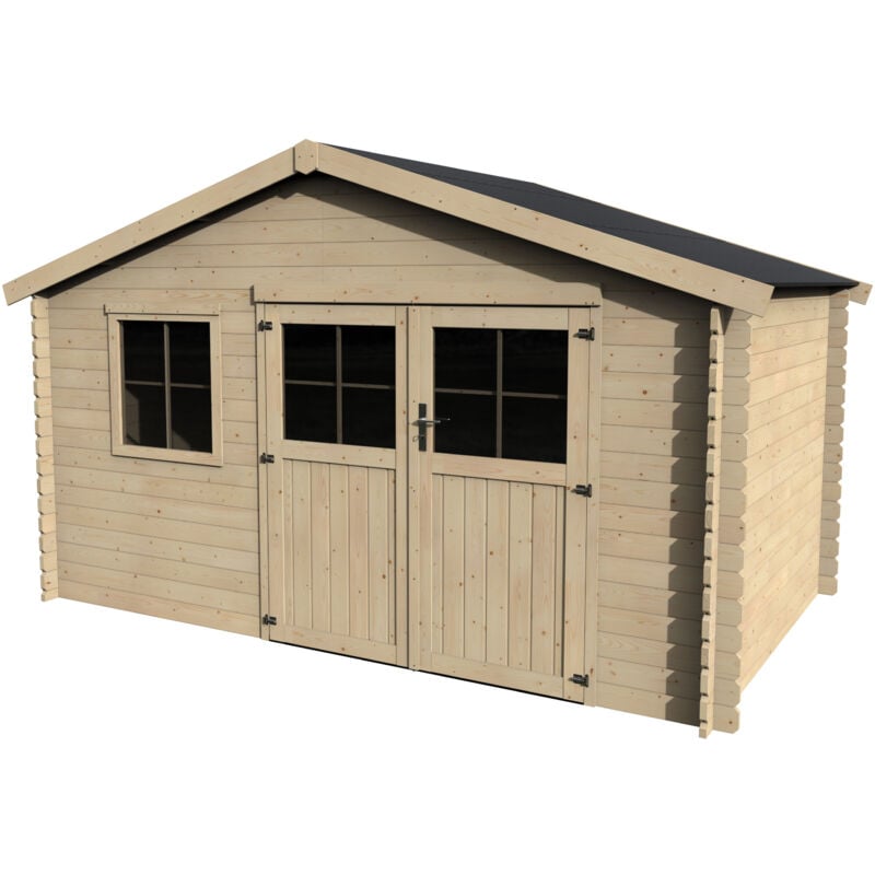 Décor Et Jardin - Abri de jardin bois boréal 398x248 cm - Surface utile : 8,28 m² - Épaisseur : 28 mm - Couleur : Naturel