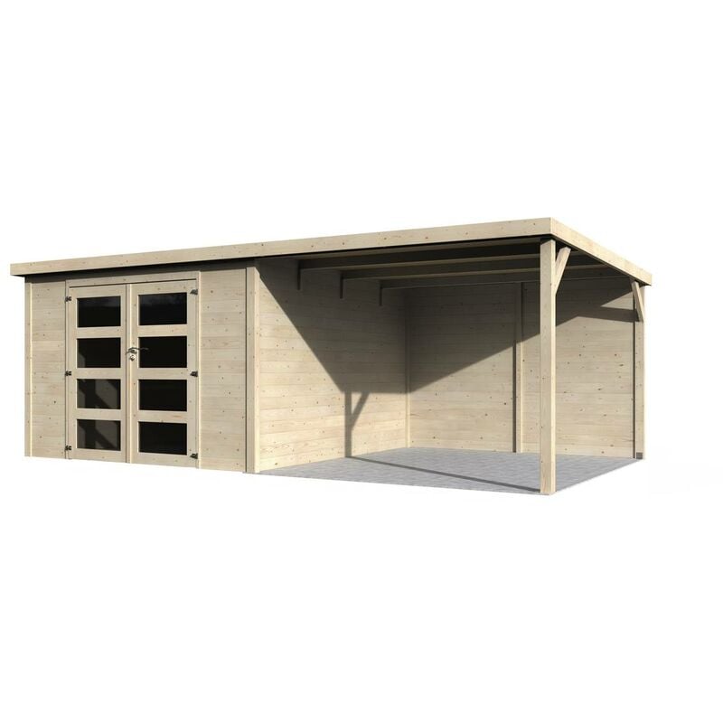 Décor Et Jardin - Abri jardin bois Delices avec extension - 17.44 m² - 5.71 x 3.05 x 2.02 m - 28 mm