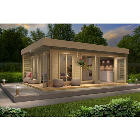 Abri de jardin bois - Dominica - 40 mm - 20,91 m² - Naturel