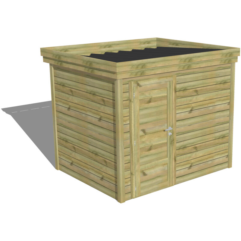 Abri Français - abri de jardin bois Pin autoclave 27mm - 2,64x2,14m / 5,7m2 - Bac acier