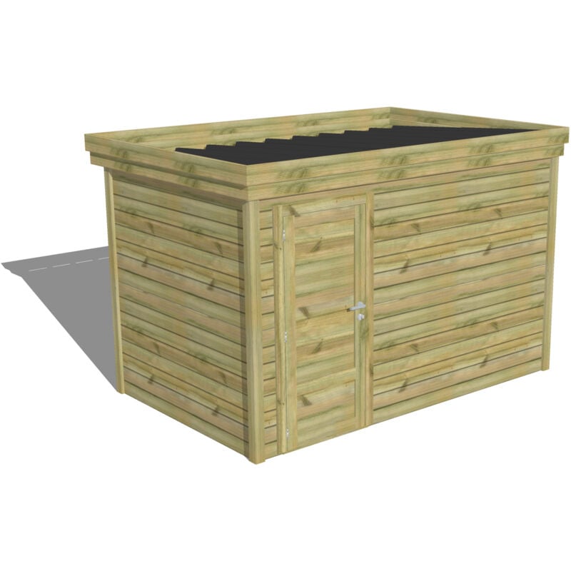 Abri Français - abri de jardin bois Pin autoclave 27mm - 3,44x2,14m / 7,4m2 - Bac acier