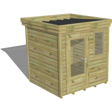 ABRI DE JARDIN bois Pin autoclave 27mm - 2,14x2,14m / 4,6m2 - Bac acier - Plancher bois