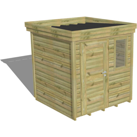 ABRI DE JARDIN bois Pin autoclave 27mm - 2,14x2,14m / 4,6m2 - Bac acier - Plancher bois