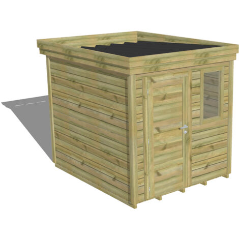 ABRI DE JARDIN bois Pin autoclave 27mm - 2,14x2,64m / 5,7m2 - Bac acier - Plancher bois