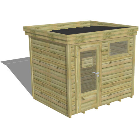 ABRI DE JARDIN bois Pin autoclave 27mm - 2,64x2,14m / 5,7m2 - Bac acier - Plancher bois