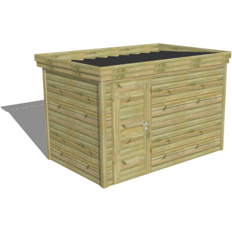 ABRI DE JARDIN bois Pin autoclave 27mm - 3,44x2,14m / 7,4m2 - Bac acier - Abri Français