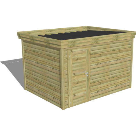 ABRI DE JARDIN bois Pin autoclave 27mm - 3,44x2,64m / 9,1m2 - Bac acier - Abri Français