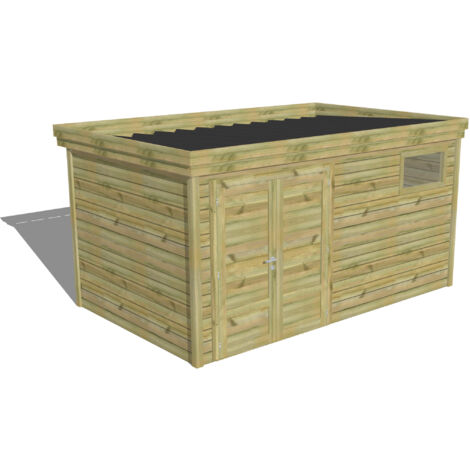 ABRI DE JARDIN bois Pin autoclave 27mm - 4,34x2,64m / 11,5m2 - Bac acier - Abri Français