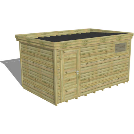 ABRI DE JARDIN bois Pin autoclave 27mm - 4,34x2,64m / 11,5m2 - Bac acier - Plancher bois